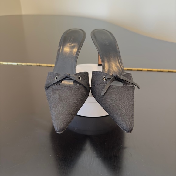 Authentic Vintage Retro Rare Luxury Gucci Black GG Canvas Mule Pumps/Shoes - Picture 4 of 17